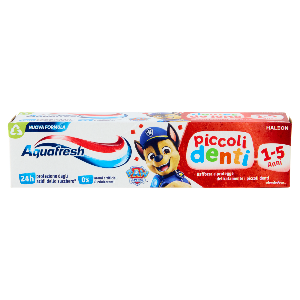 Aquafresh Piccoli Denti dentifricio igiene orale bambini 1-5 anni protegge dalle carie menta 50 ml