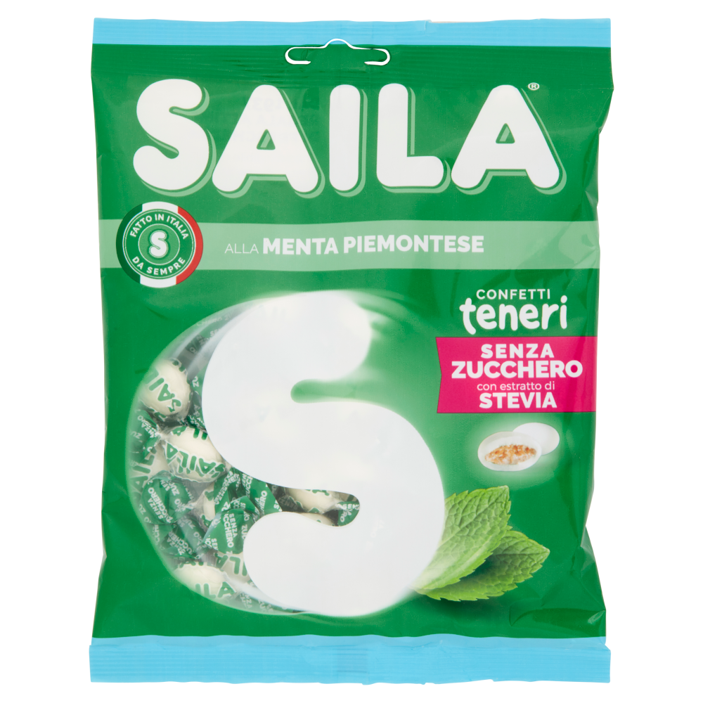 Saila alla Menta Piemontese Confetti teneri Senza Zucchero con estratto di Stevia 75 g