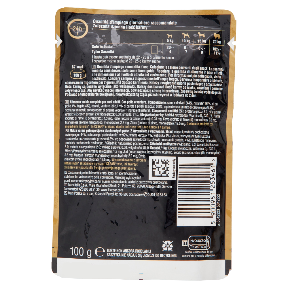 Cesar con Pollo e Verdure in Salsa 100 g