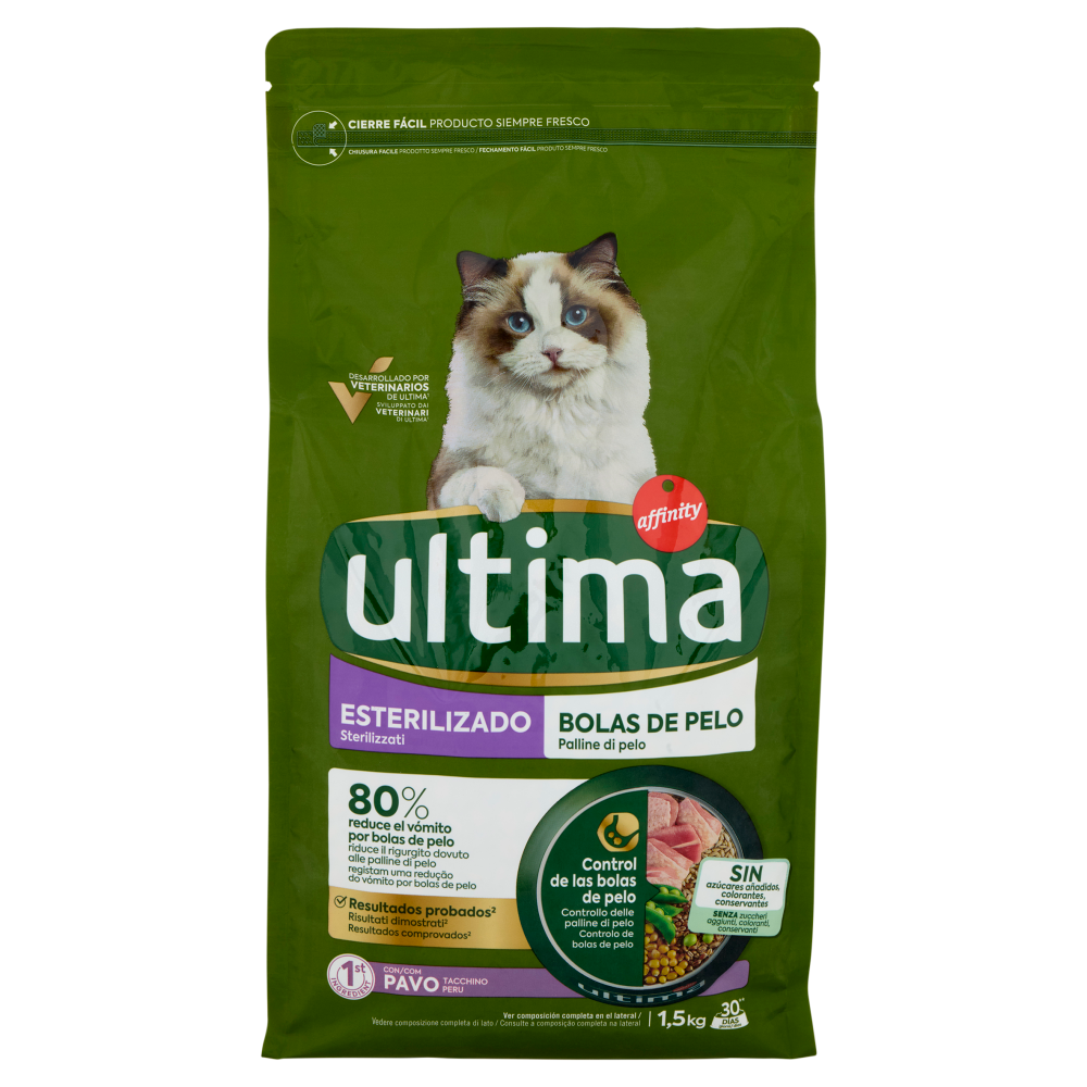 ultima Cat Sterilizzati Palline di Pelo con Tacchino 1,5 kg