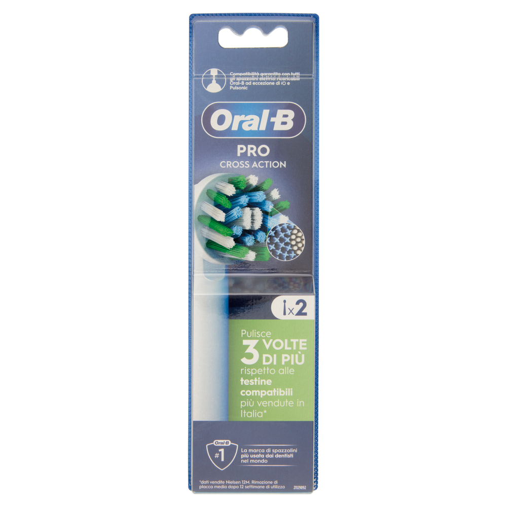 Oral-B Testine di Ricambio Pro Cross Action Bianche Spazzolino Elettrico Denti Ricaricabile 2 pz