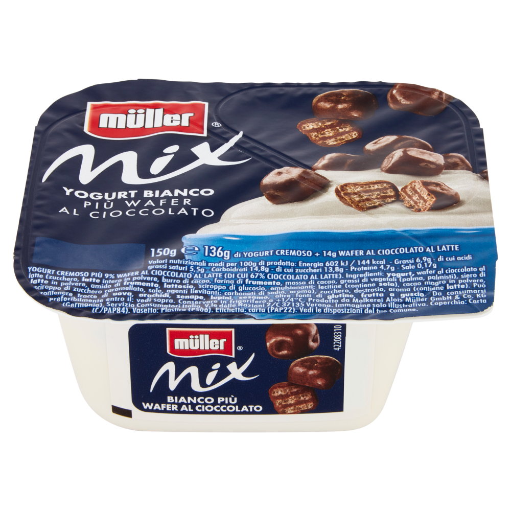 müller Mix Yogurt Bianco Più Wafer al Cioccolato 150 g