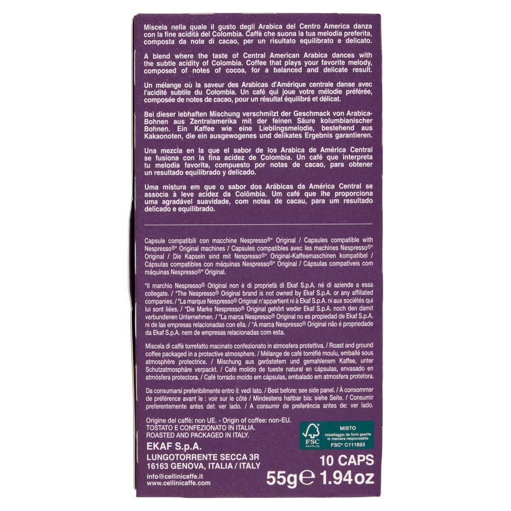Cellini Caff&egrave; Aluminium Melodico espresso 10 Capsule Compatibili 55 g
