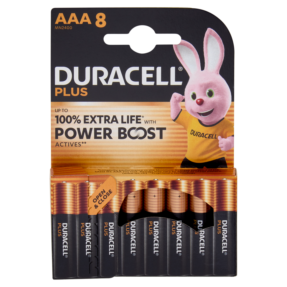 Duracell Plus AAA 8 Mini Stilo / Micro Alcalina 1.5V MN2400 8 pz