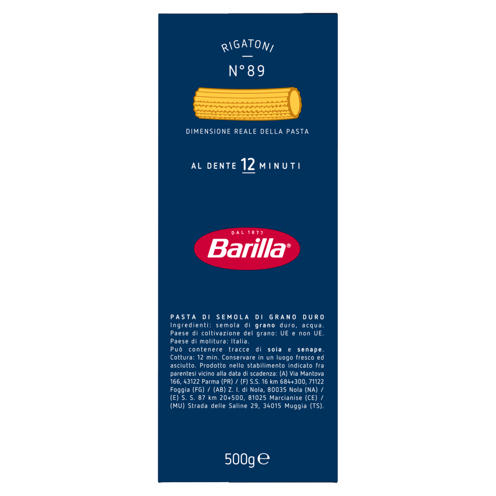 Barilla Pasta Rigatoni n.89 500g