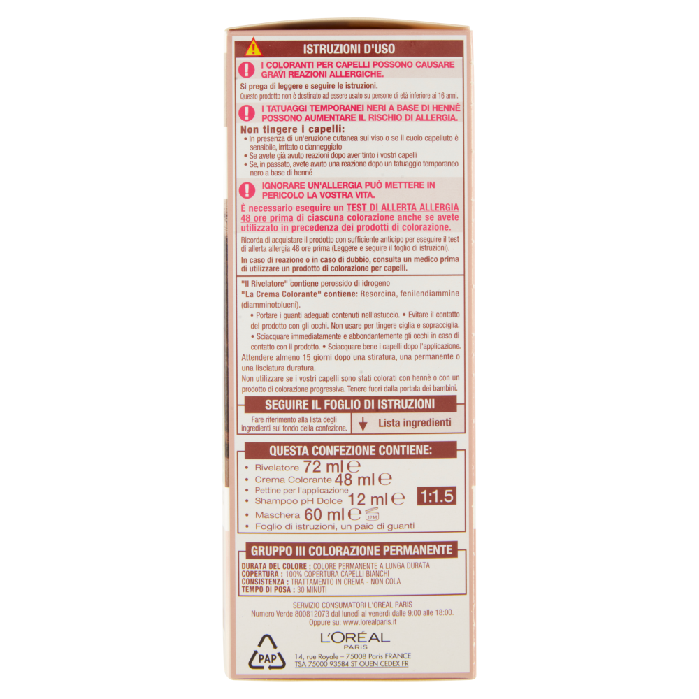 L'Oreal Paris Colorazione permanente senza ammoniaca, Riflesso Universale, Castano 4U