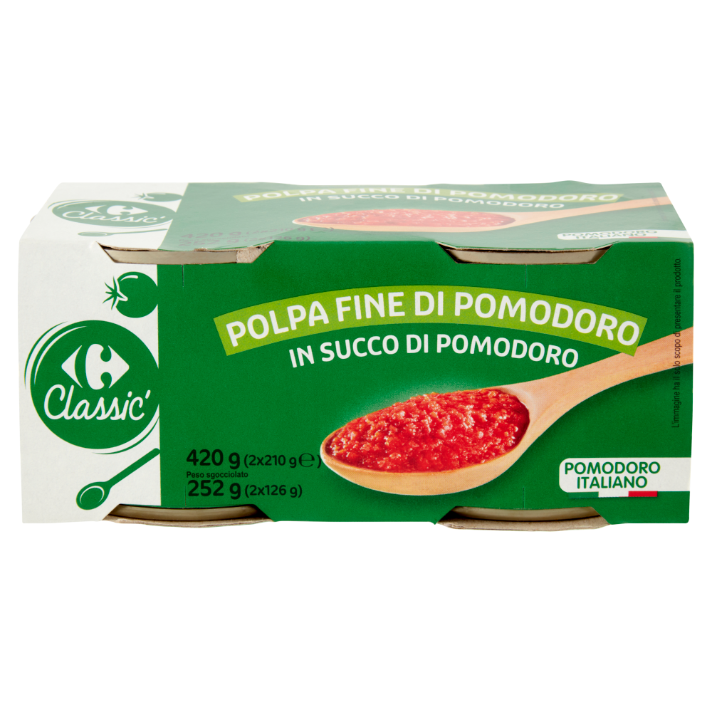Carrefour Classic Polpa Fine di Pomodoro in Succo di Pomodoro 2 x 210 g