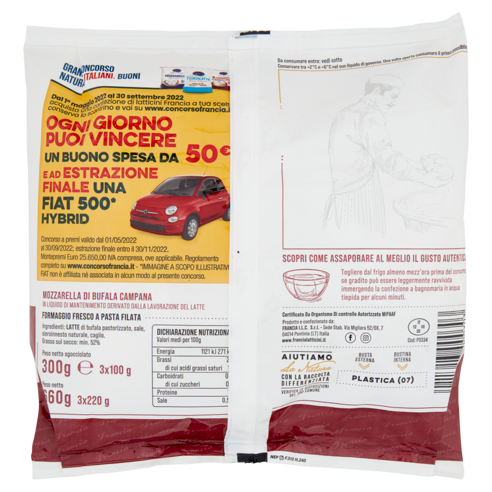 Francia Mozzarella di Bufala Campana DOP 3 x 100 g