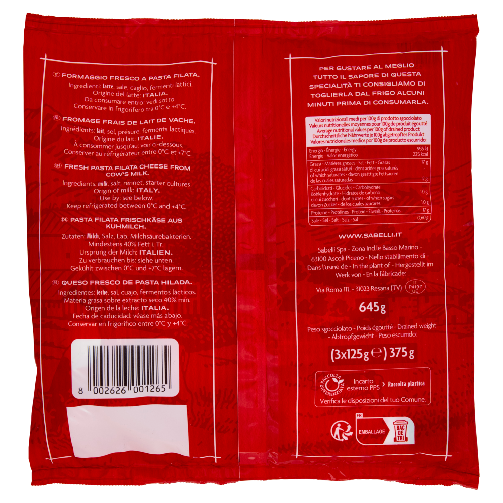 Sabelli Fior di Latte Mozzarelle 3 x 125 g