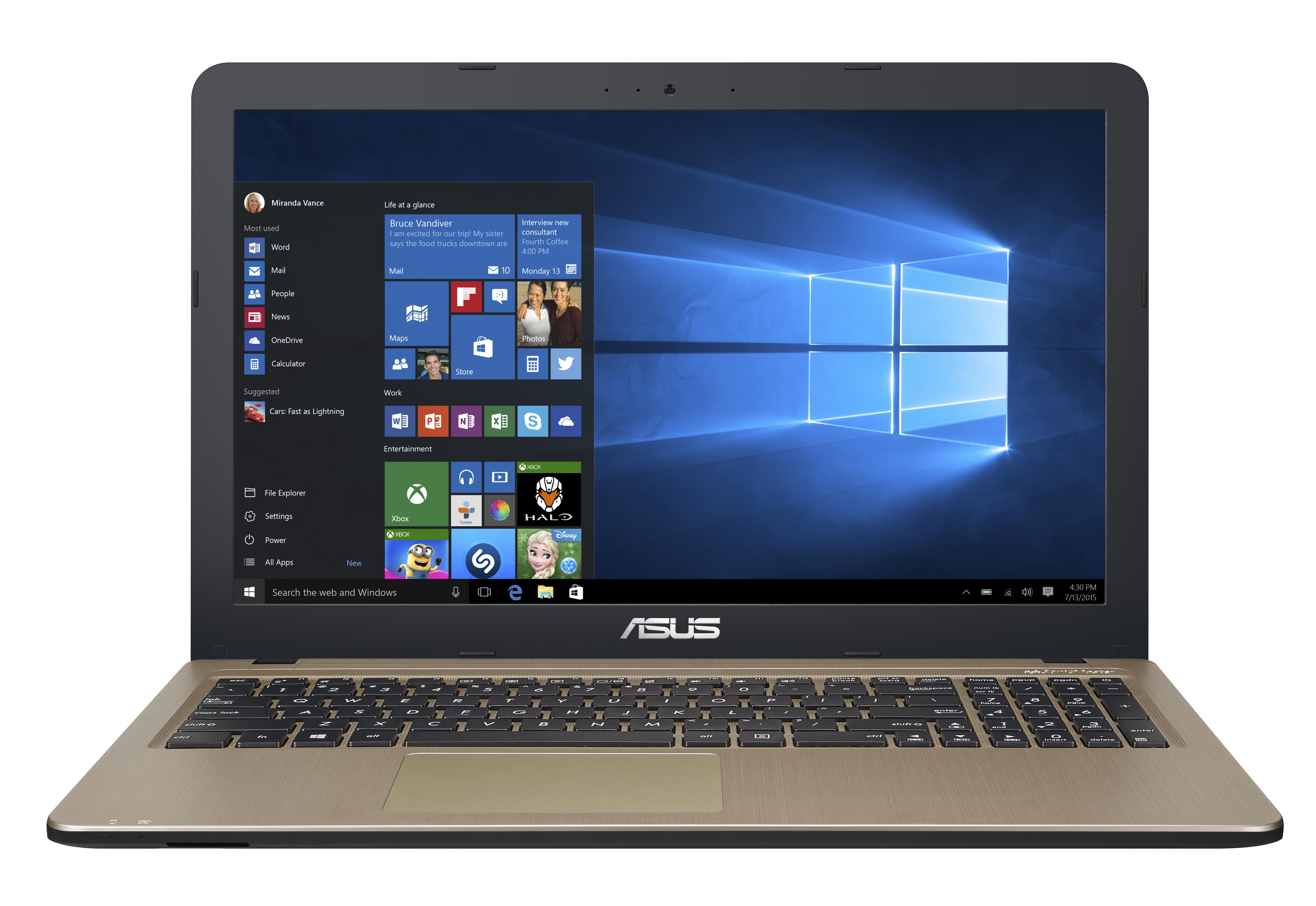 ASUS X540MA-GQ791T Intel® Celeron® N4000 Computer portatile 39,6 cm (15.6") HD 4 GB LPDDR4-SDRAM 256 GB SSD Wi-Fi 5 (802.11ac) Windows 10 Home Nero, Cioccolato