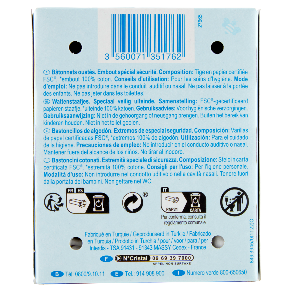 Carrefour my Baby Bastoncini 100% Cotton* 60 pz