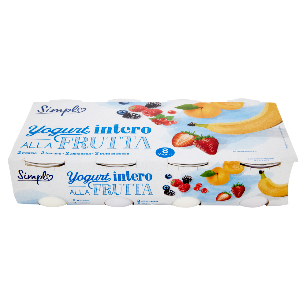 Simpl Yogurt intero alla Frutta 2 fragola - 2 banana - 2 albicocca - 2 frutti di bosco 8 x 125 g