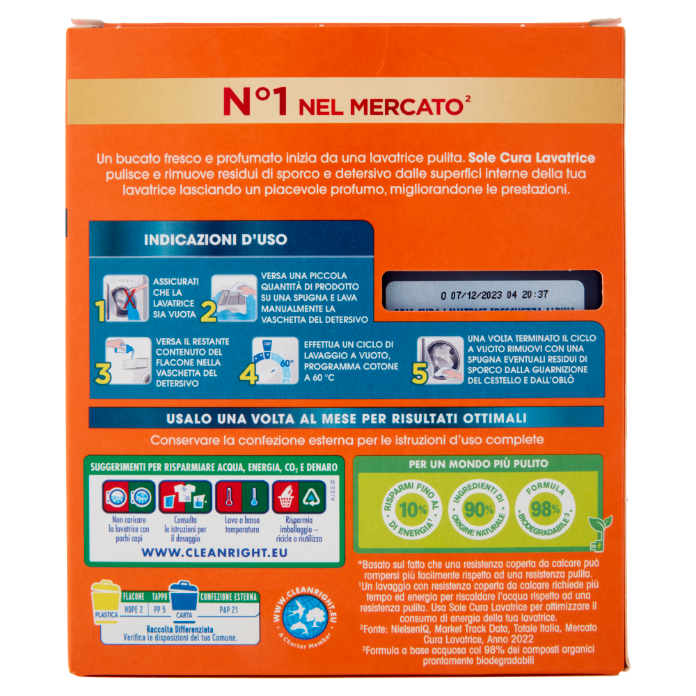 Sole Freschezza Alpina Cura Lavatrice 250 ml x 2