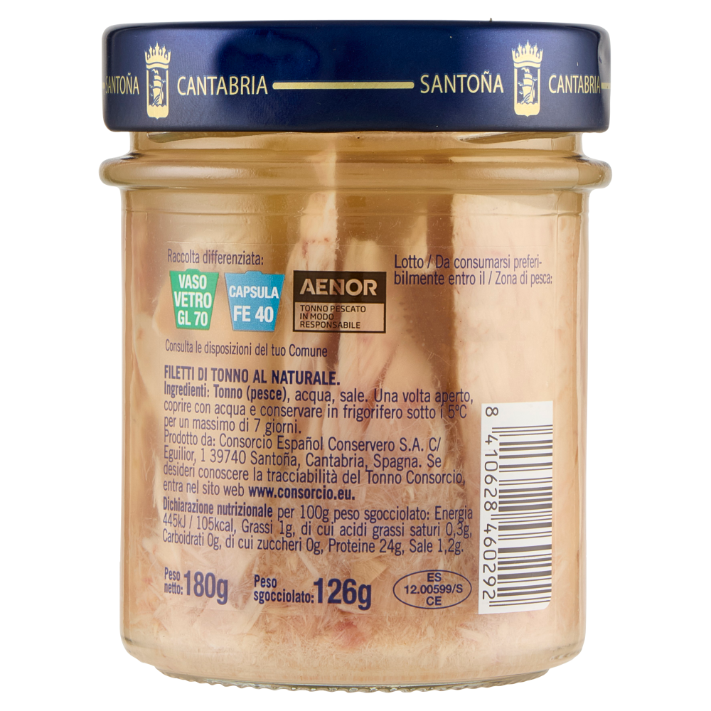 Consorcio Filetti di Tonno al Naturale 180 g