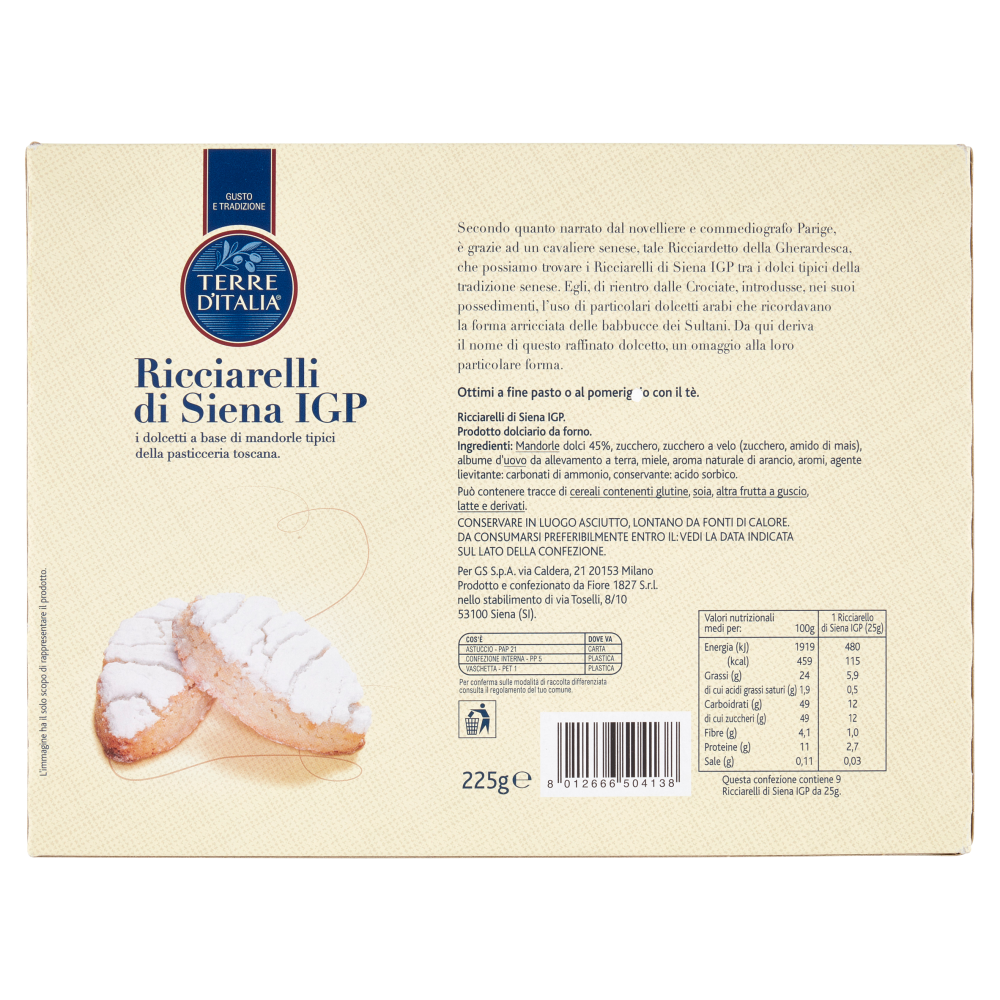 Terre d'Italia Ricciarelli di Siena IGP 225 g