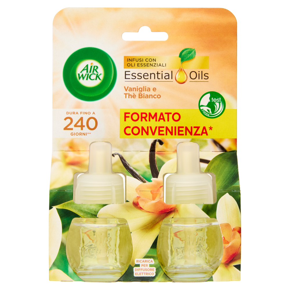 Air Wick Essential Oils Vaniglia e Thè Bianco Ricarica per Diffusore Elettrico 2 x 19 ml