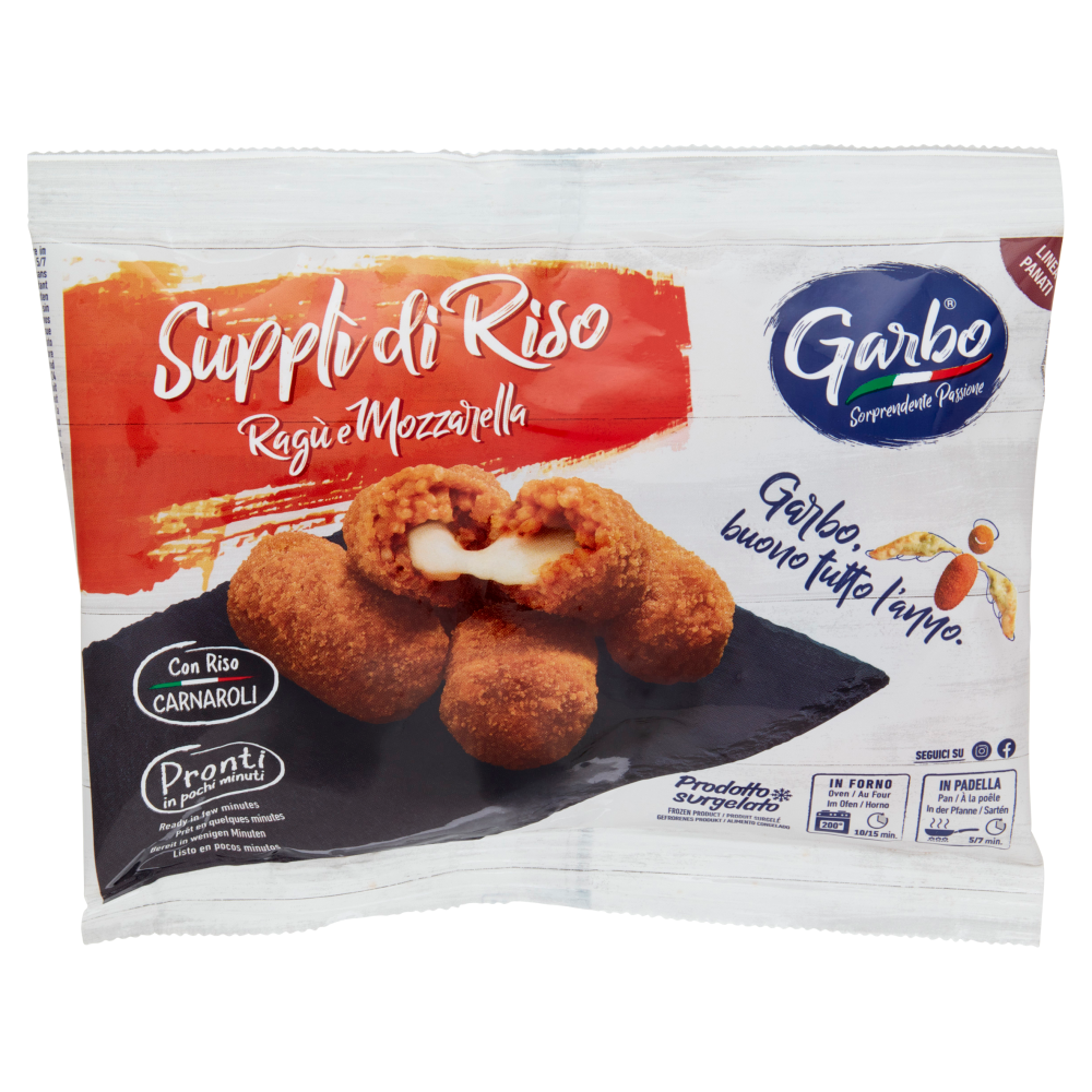Garbo Linea Panati Suppl&igrave; di Riso Rag&ugrave; e Mozzarella Prodotto surgelato 250 g