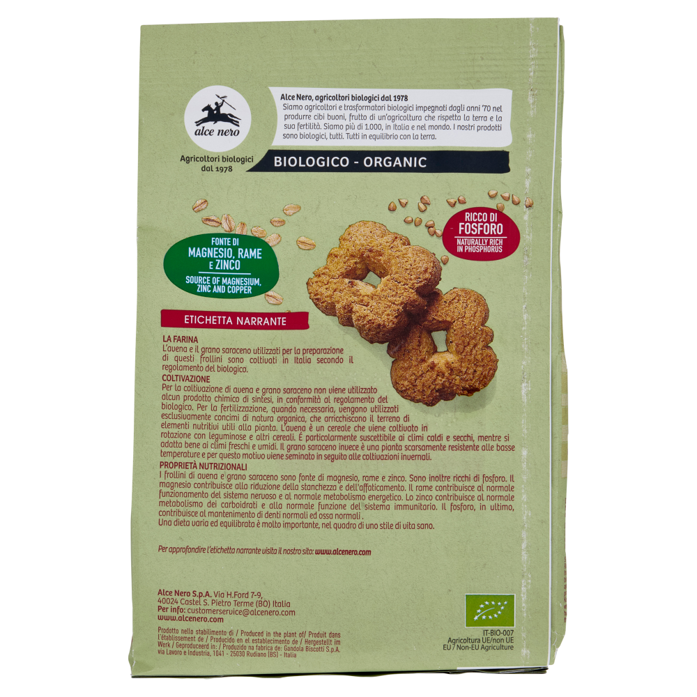 alce nero Frollini Avena e Grano Saraceno 250 g