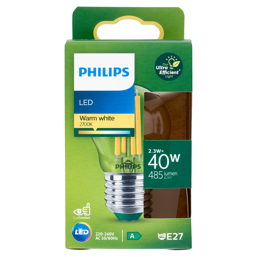 Philips LED Sfera Vetro Filam 40W E27 2700K Non-Dim Classe A