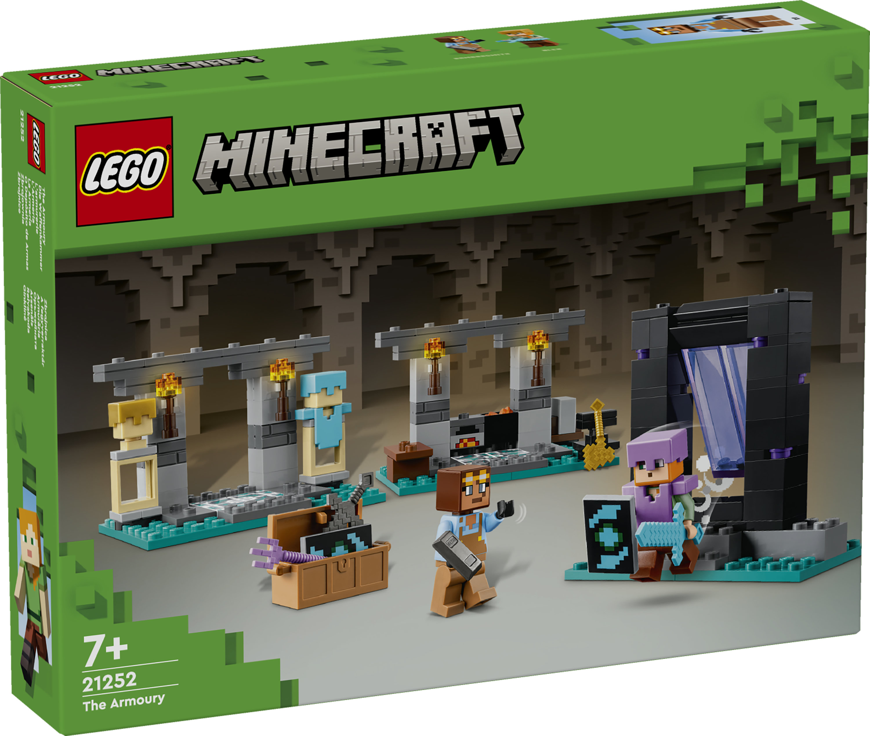 LEGO Minecraft 21252 L'Armeria con Personaggio Alex, Accessori e Armi Giocattolo per Bambini di 7+ Anni e Fan del Videogioco