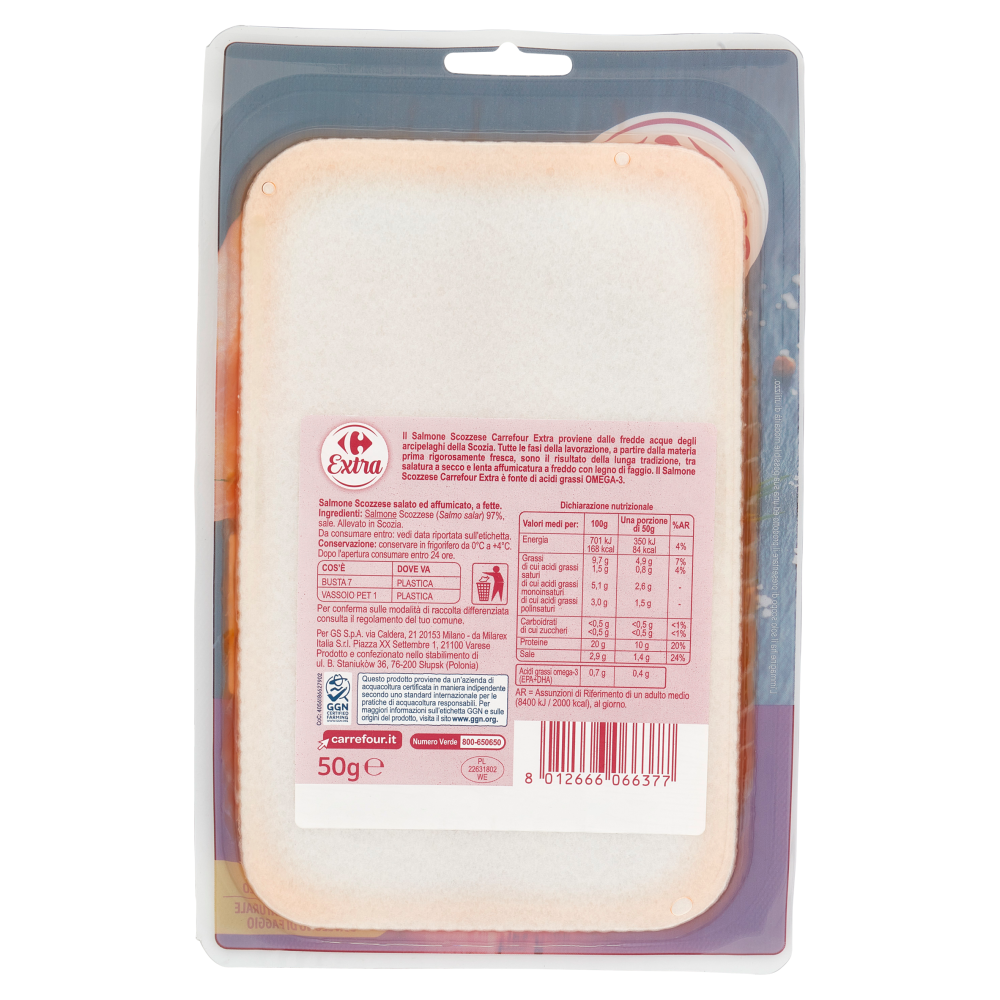Carrefour Extra Salmone Scozzese Affumicato 50 g