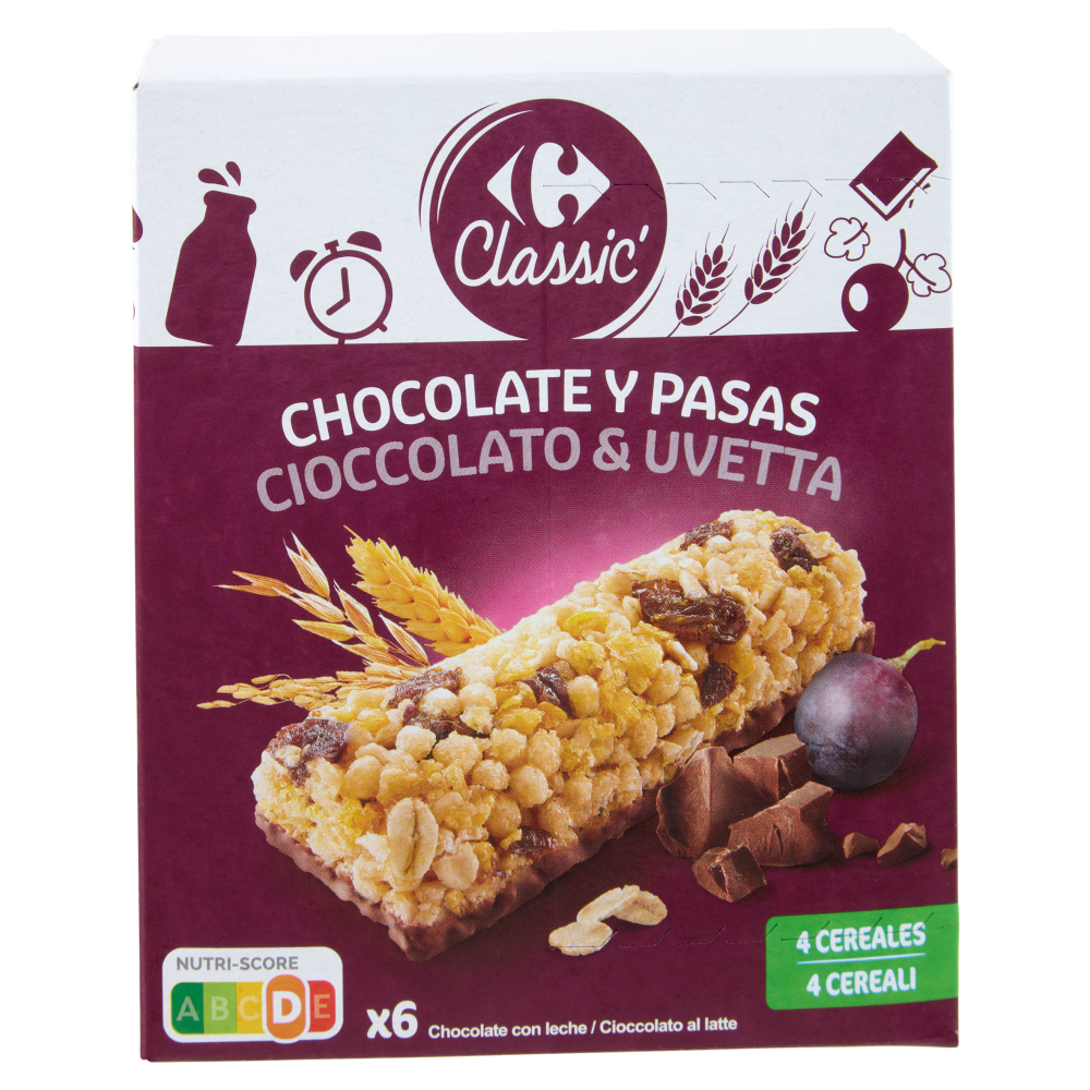 Carrefour Classic Cioccolato & Uvetta 4 Cereali 6 x 21 g