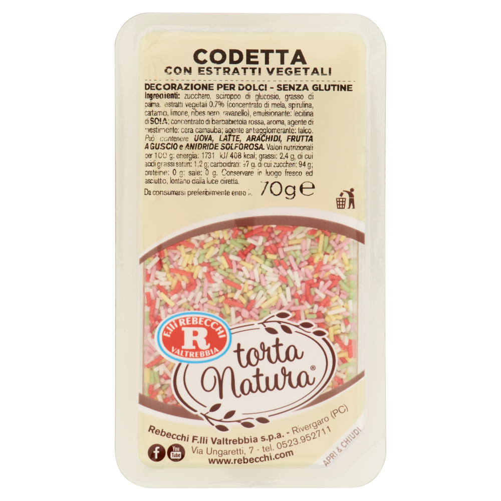 F.lli Rebecchi Valtrebbia torta Natura Codetta con Estratti Vegetali 70 g