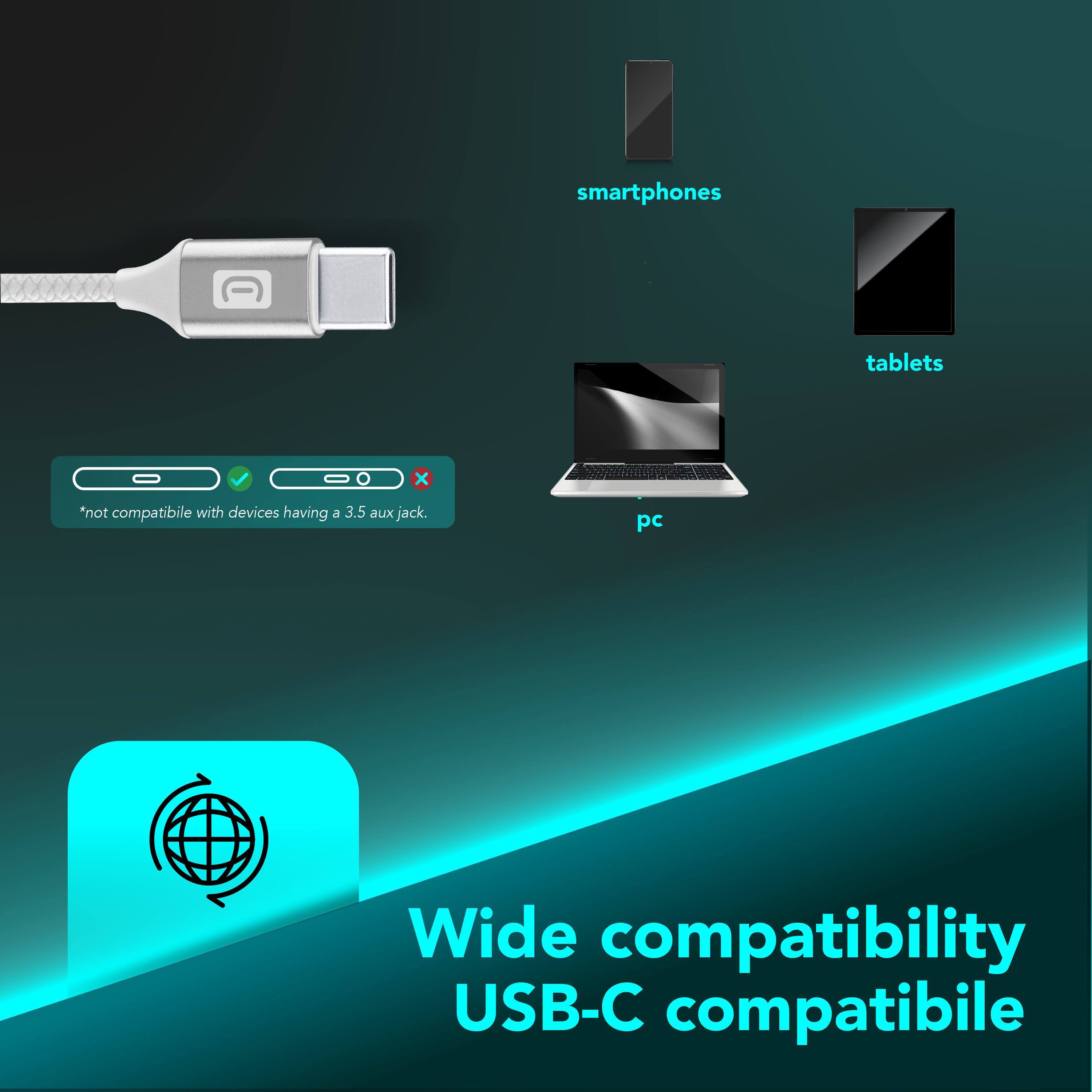 Cellularline SPARROW Auricolari in-ear con finiture metalliche, remote control e connettore USB-C