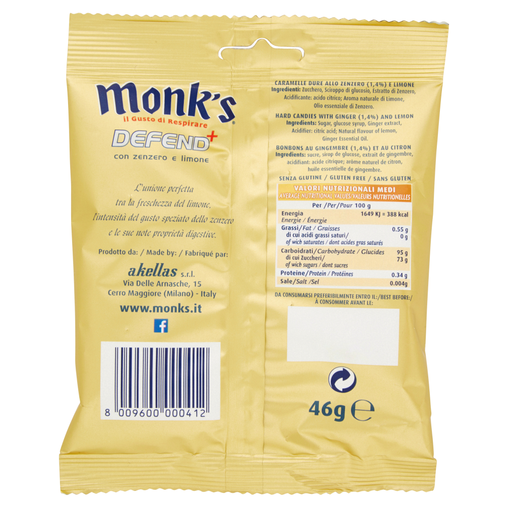 Monk's Defend⁺ con zenzero e limone 46 g