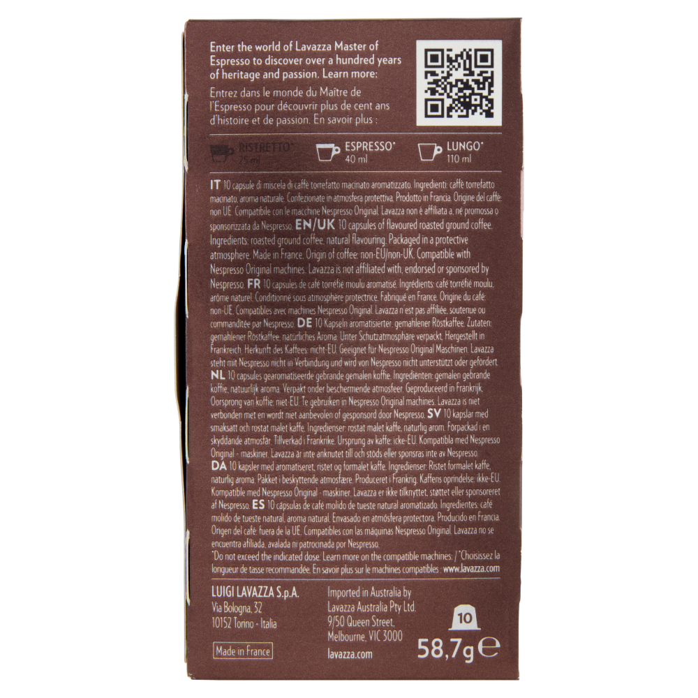 Lavazza espresso Gourmet Chocolate Compatible with Nespresso Original Machines 10 Capsule 58,7 g