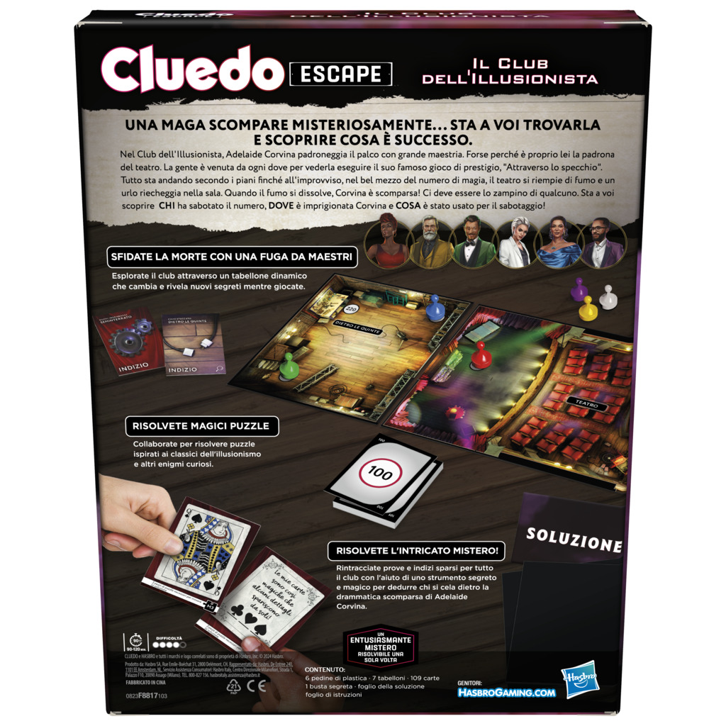 Cluedo Escape - Il Club dell'Illusionista, gioco di mistero in versione Escape Room