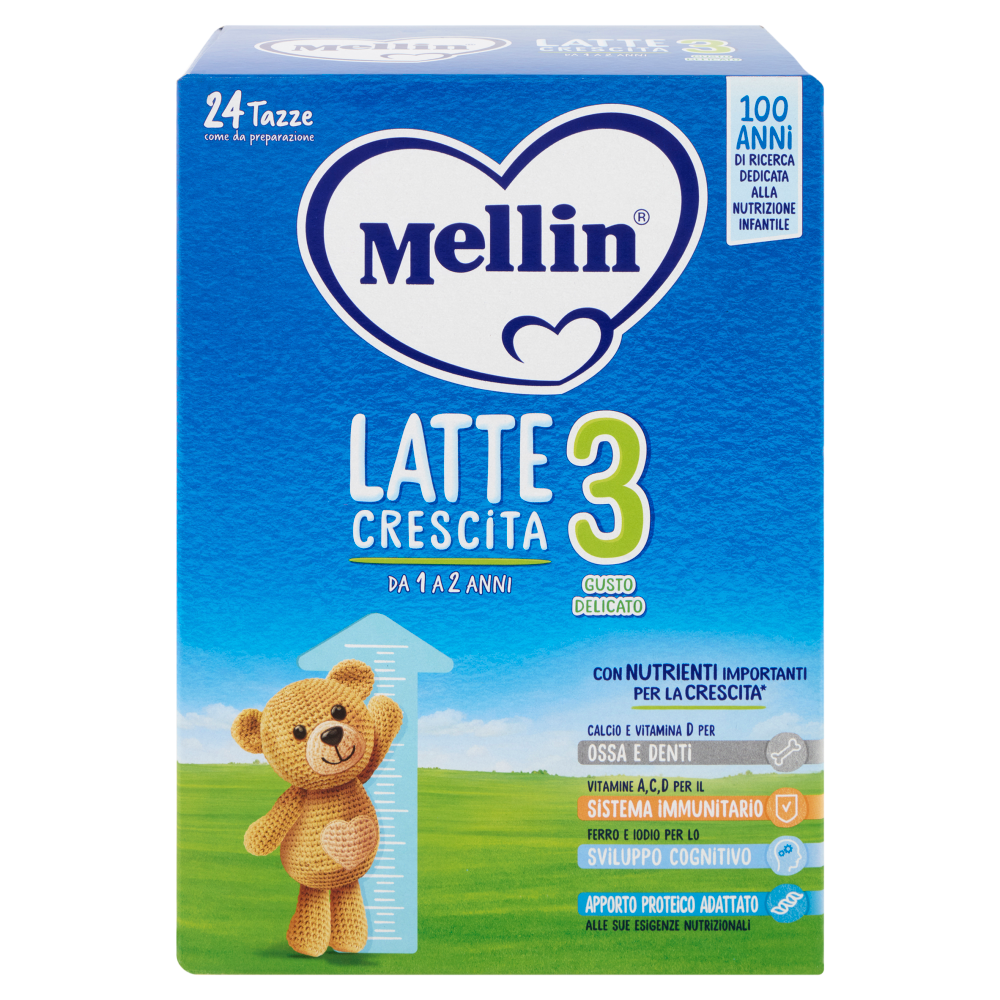 MELLIN 3 - Latte Crescita in Polvere, Fonte di Ferro e Iodio, dal 12&deg; al 24&deg; mese, 770g