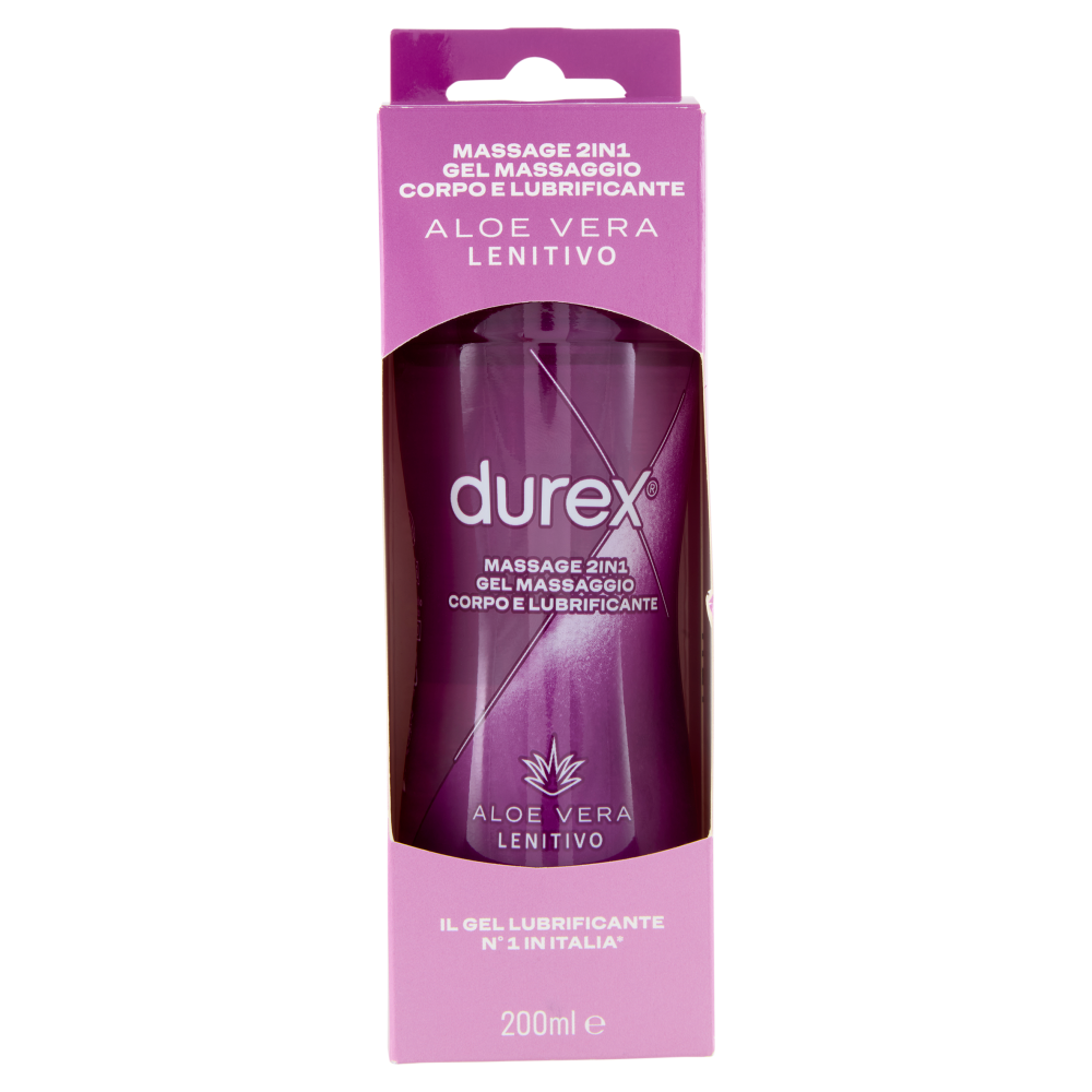 Durex Massage 2 in 1, Gel Lubrificante Intimo a Base Acqua e Gel per Massaggi, con Aloe Vera, 200 ml