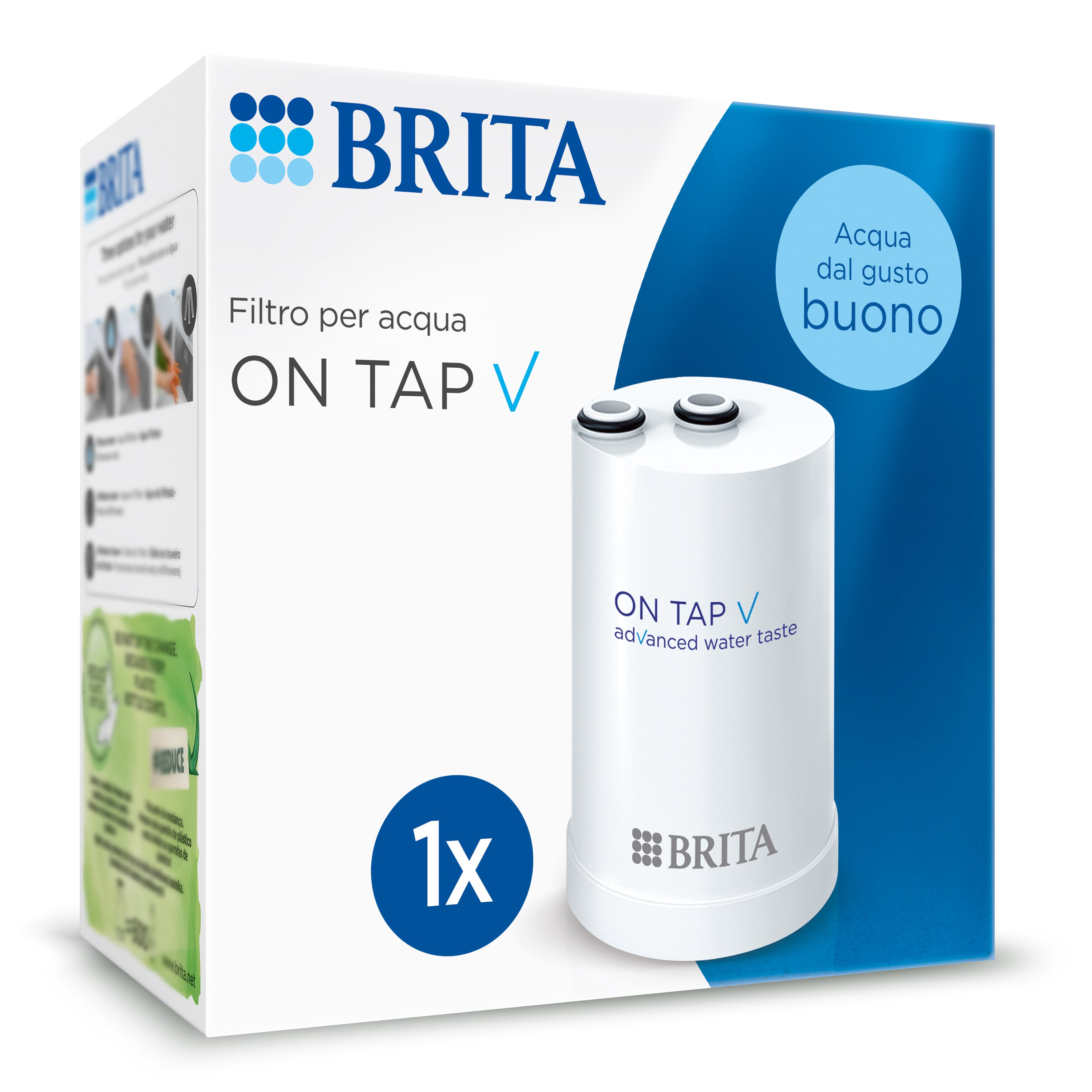 Brita Filtro acqua rubinetto ON TAP V (4 mesi) - Riduce cloro, PFAS, piccole particelle e metalli - per acqua buona da bere