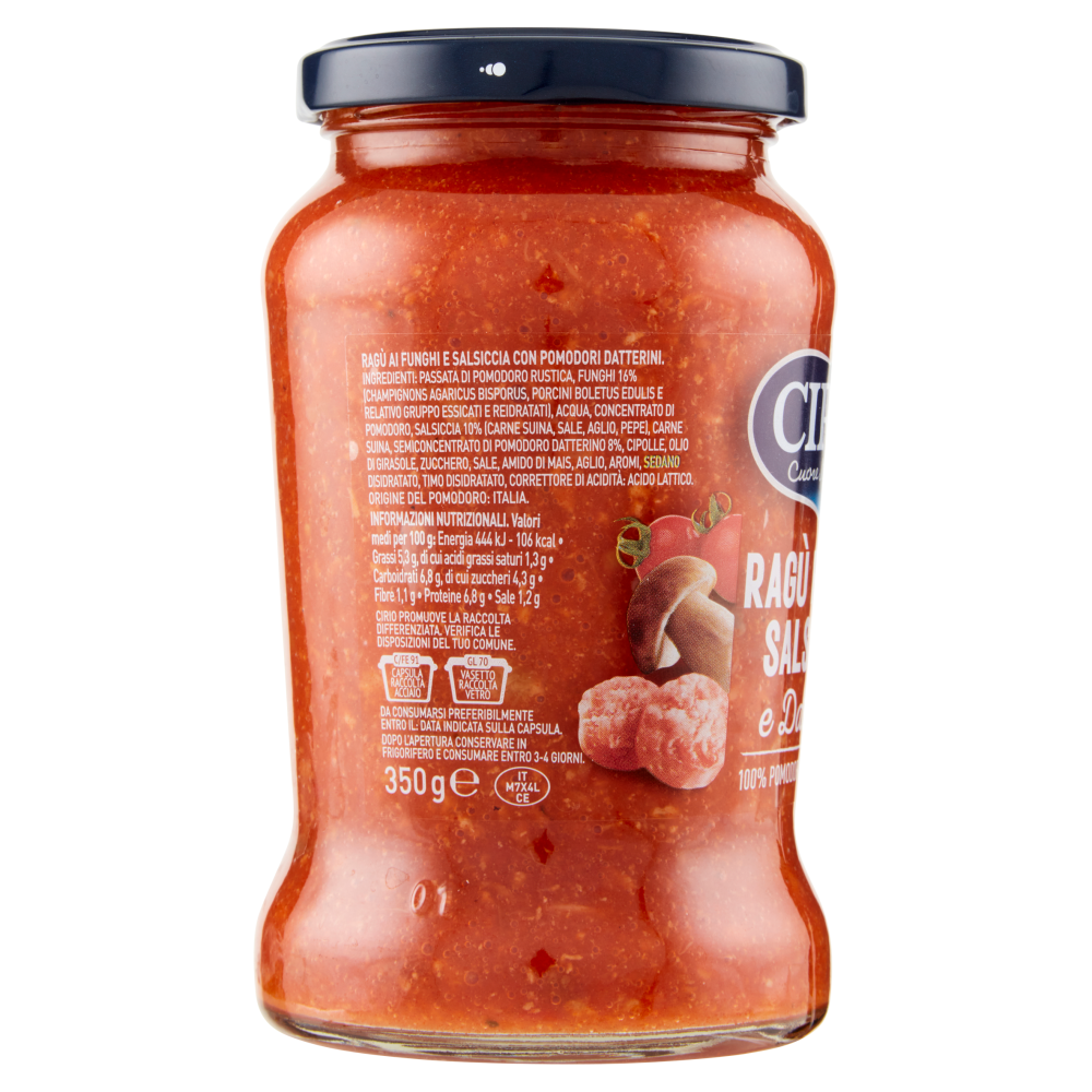Cirio Ragù Funghi Salsiccia e Datterini 350 g