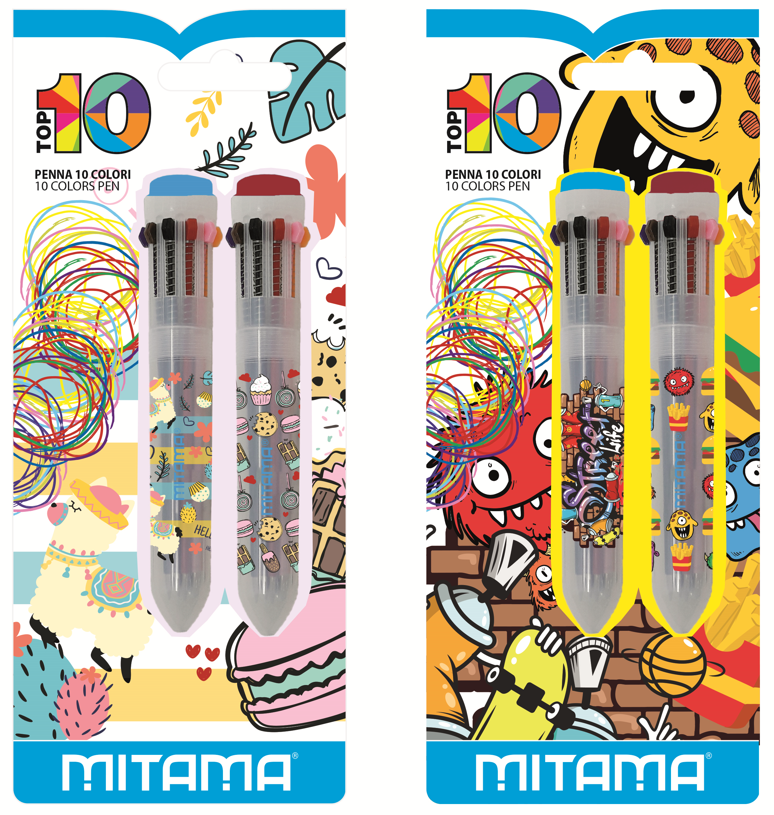 Mitama Penna Top Ten - 10 Colori Multicolore Penna a sfera multifunzione
