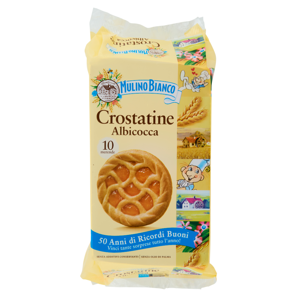 Mulino Bianco Crostatine Albicocca Merenda con 100% Albicocche Italiane 10 pezzi 400g