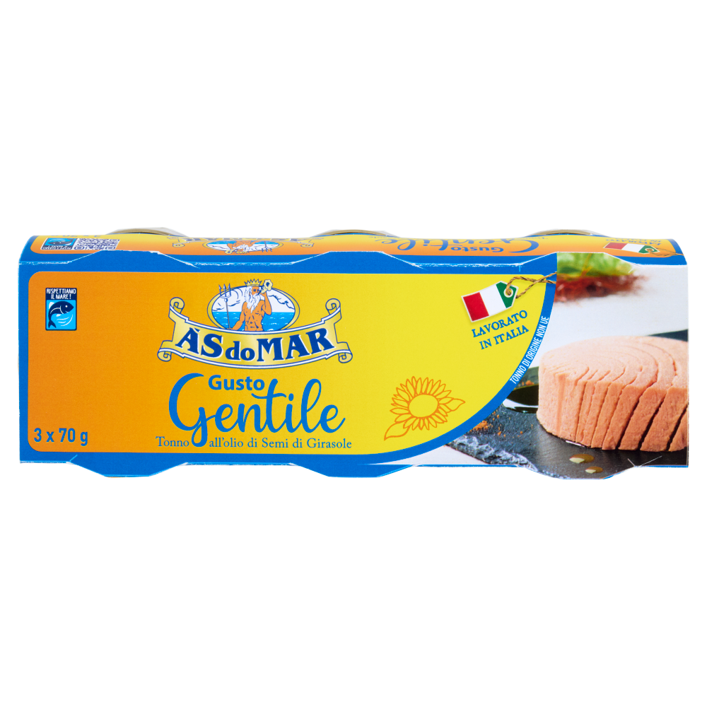 Asdomar Gusto Gentile Tonno all'olio di Semi di Girasole 3 x 70 g