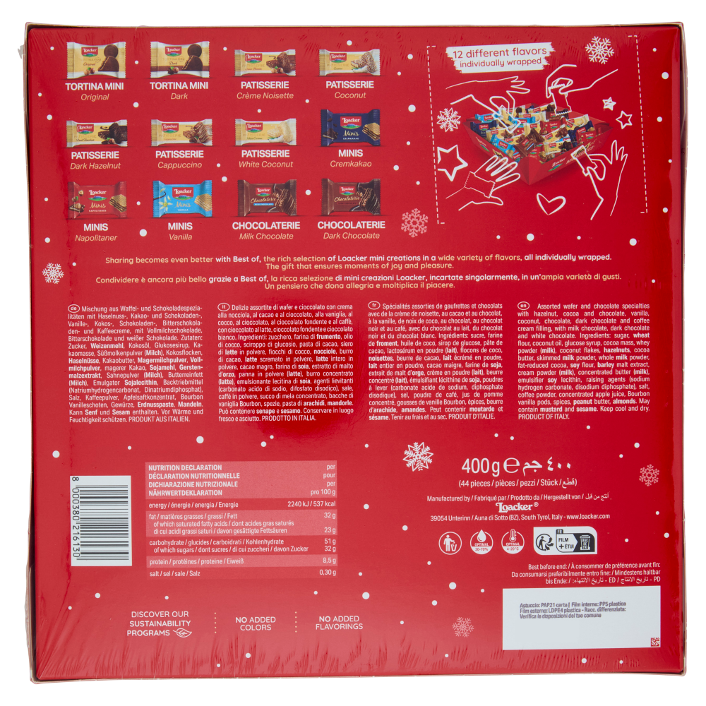 Loacker Best of Moments Winter Wafer e Cioccolato Assortiti Scatola Regalo Wafers 400g