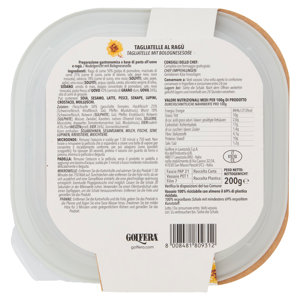 Golfera Ben Fatto Tagliatelle al Ragù 200 g