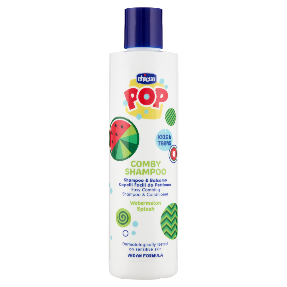 Chicco Pop Comby Shampoo & Balsamo Capelli Facili da Pettinare Watermelon Splash 250 mL