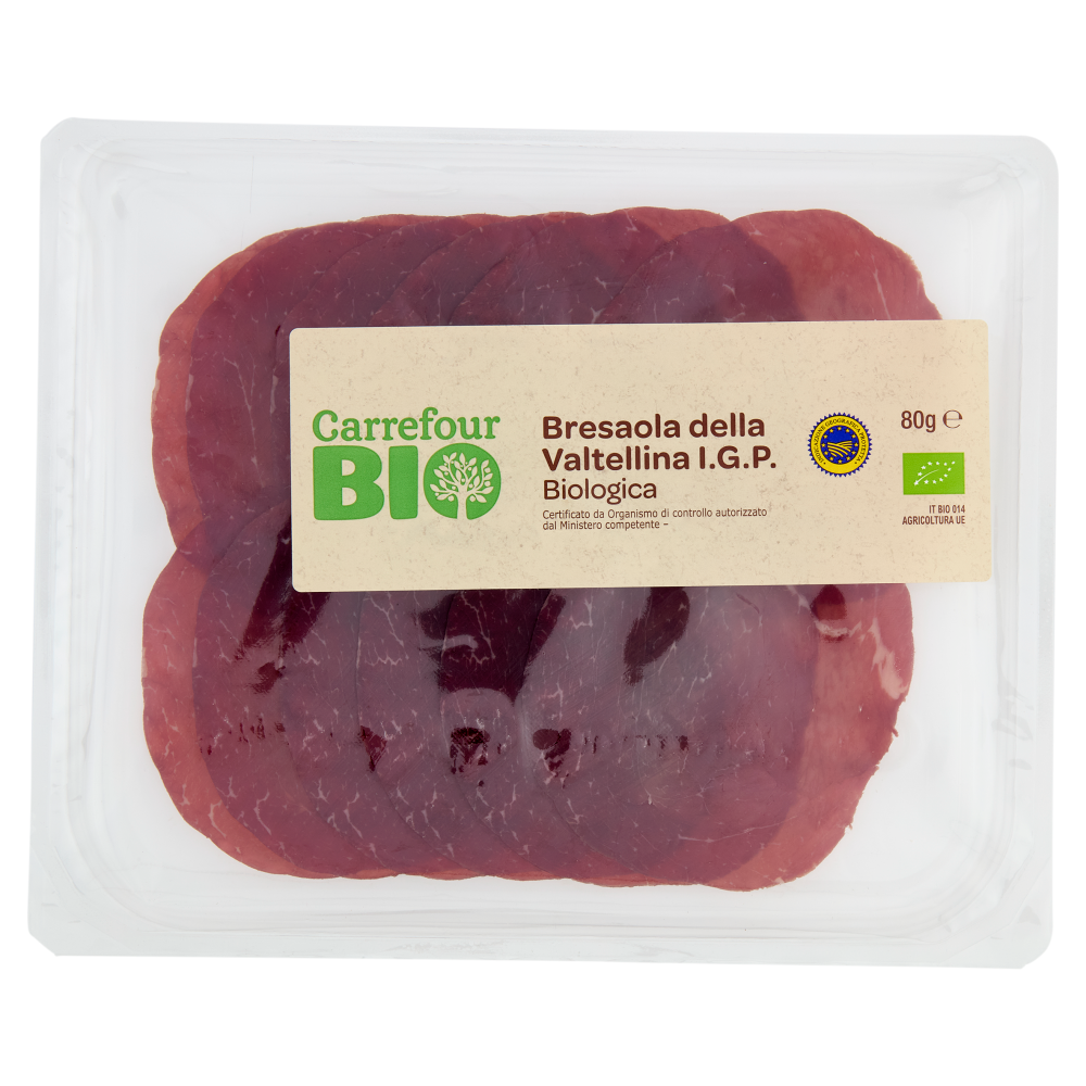 Carrefour Bio Bresaola della Valtellina I.G.P. Biologica Punta d'anca 80 g