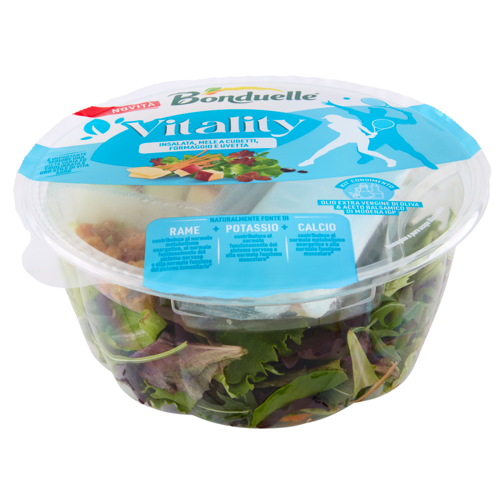 Bonduelle Vitality Insalata, Mele a Cubetti, Formaggio e Uvetta 130 g