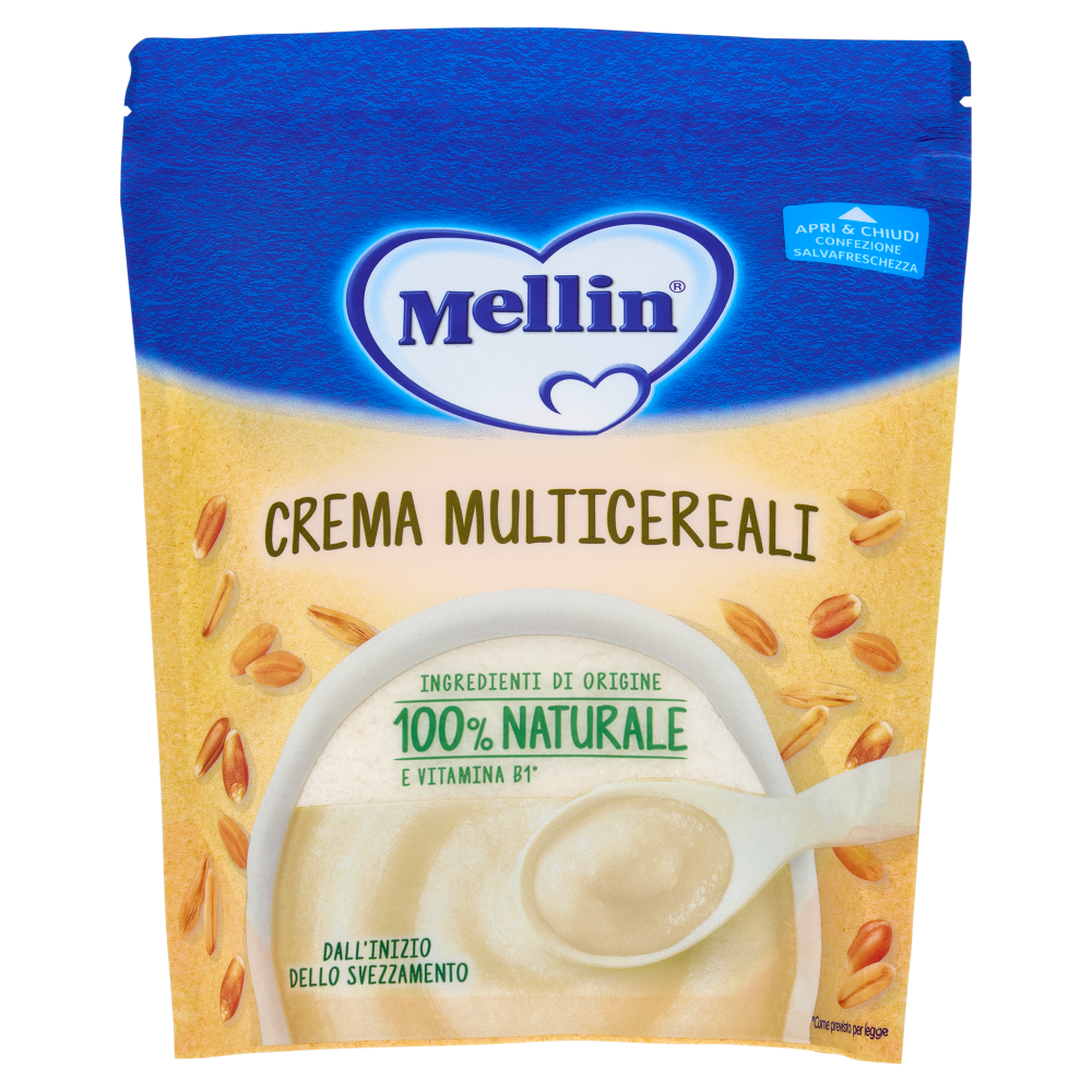 MELLIN Crema Multicereali, Confezione Apri&Chiudi, dall'inizio dello Svezzamento, 200g