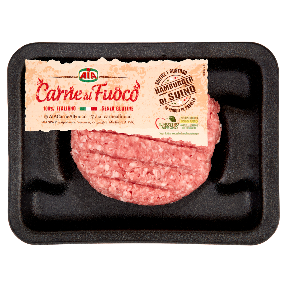 Aia Carne al Fuoco Hamburger di Suino 0,150 kg