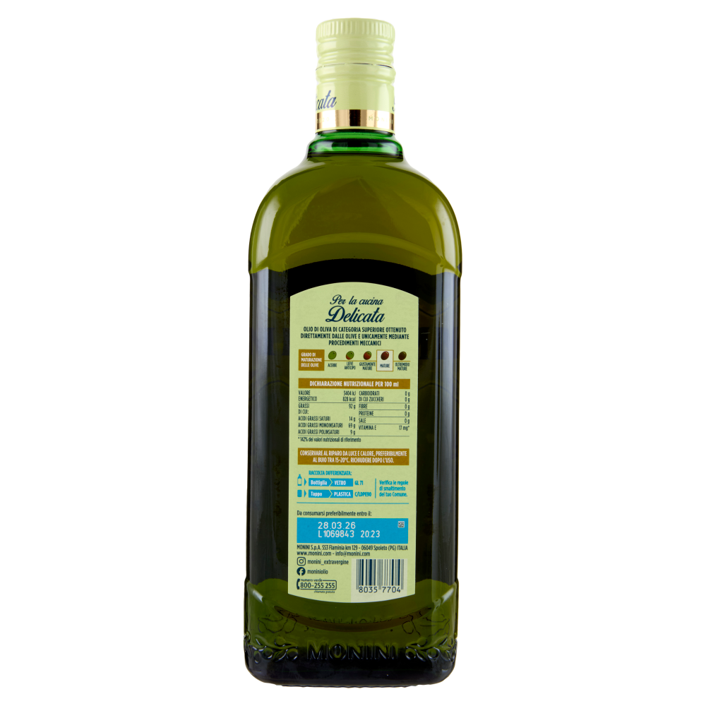 Monini per la cucina Delicata Olio Extra Vergine di Oliva 750 ml