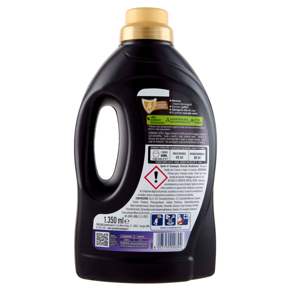 Spuma di Sciampagna Detersivo Nero & Delicati 1350 ml