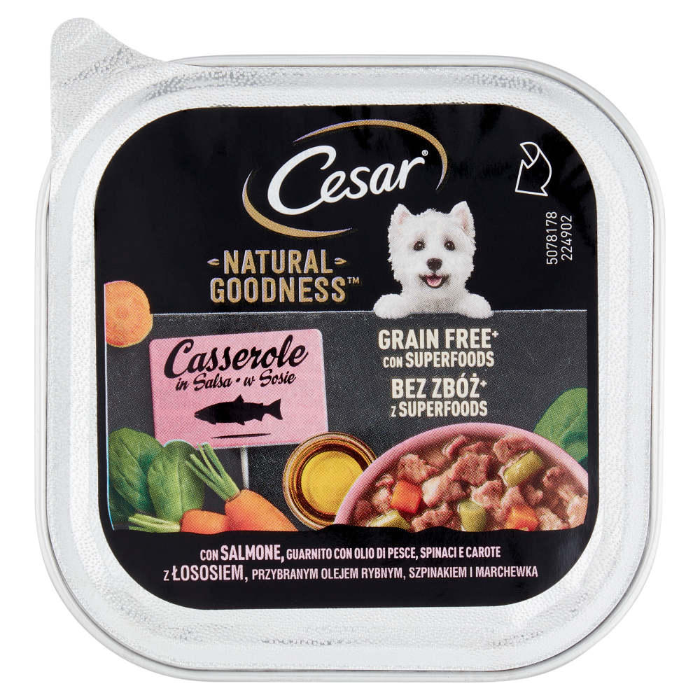 Cesar Natural Goodness Casserole Cibo Umido Cane con Salmone Spinaci e Carote 100 g