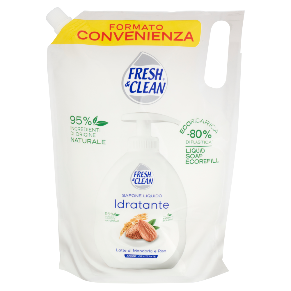 Fresh & Clean Sapone Liquido Idratante Latte di Mandorla e Riso Ecoricarica 1000 ml