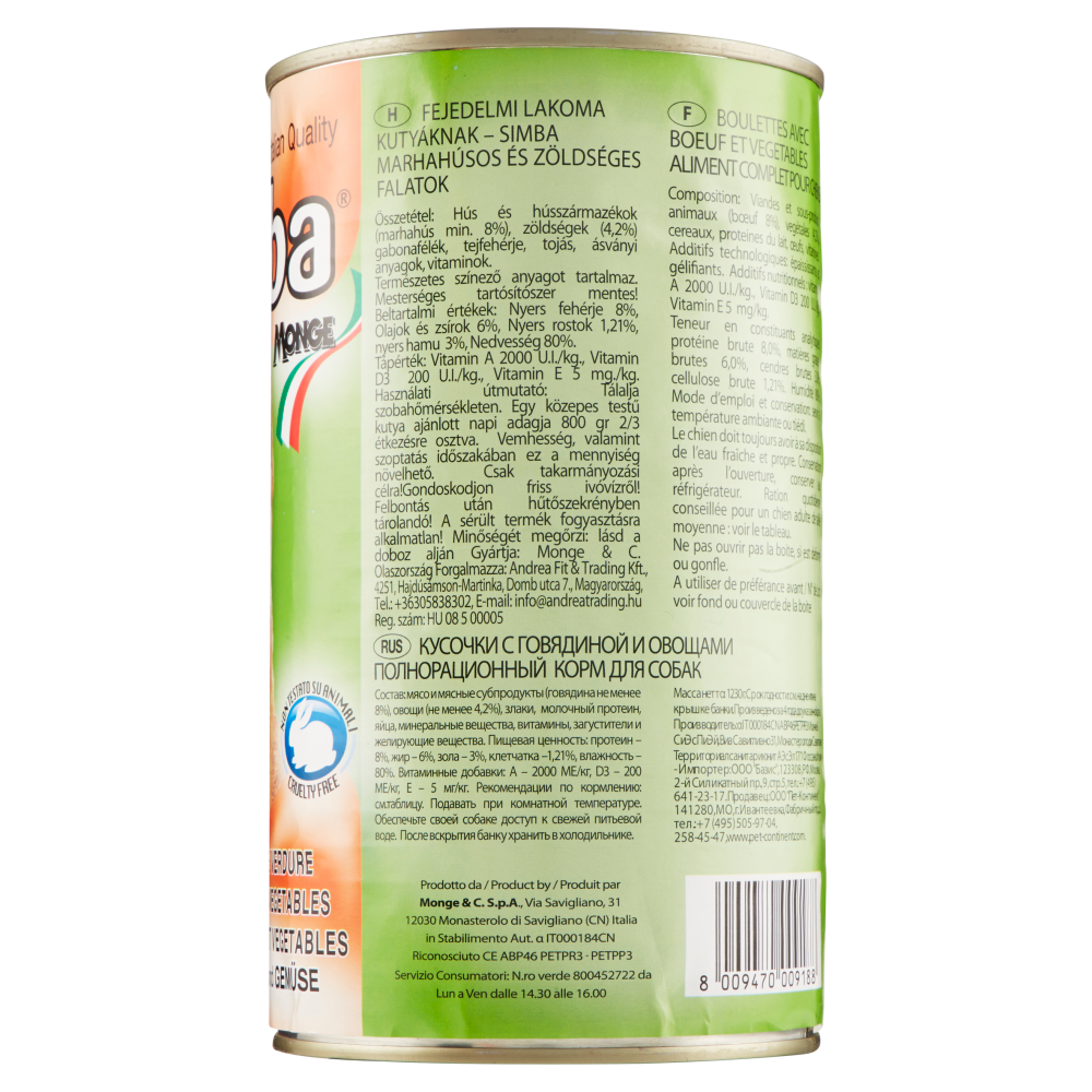 Simba Bocconi con Manzo e Verdure 1230 g